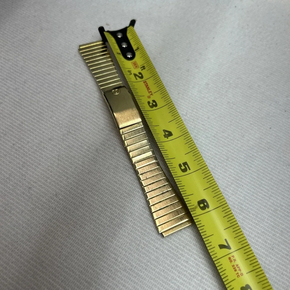 Men's Vintage Gold Tone Stainless Steel Expansion Watch Band 6 1/4 Inches